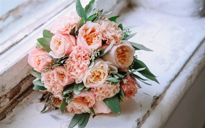 باقة الزفاف, الوردي الفاوانيا, باقة وردي, الزهور الجميلة, الفاوانيا