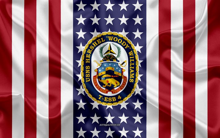 USNS Hershel Woody Williams Emblema, T-ESB-4, Bandeira Americana, Da Marinha dos EUA, EUA, NOS navios de guerra, Emblema do USNS Hershel Woody Williams