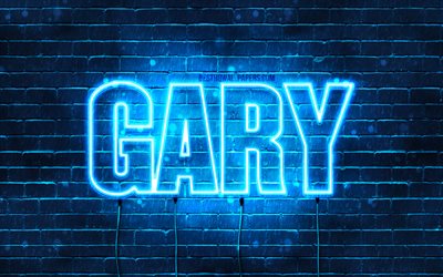 Gary, 4k, wallpapers with names, horizontal text, Gary name, blue neon lights, picture with Gary name
