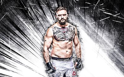 4k, John Phillips, grunge art, MMA, australian fighters, UFC, Mixed martial arts, white abstract rays, John Phillips 4K, UFC fighters, The Welsh Wrecking Machine, MMA fighters