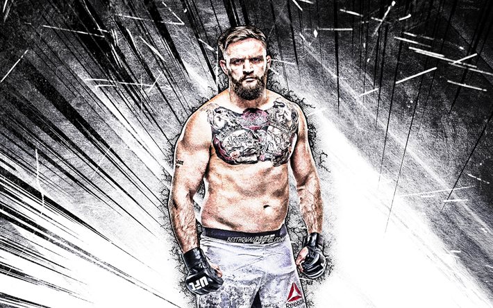 4k, John Phillips, grunge art, MMA, australian fighters, UFC, Mixed martial arts, white abstract rays, John Phillips 4K, UFC fighters, The Welsh Wrecking Machine, MMA fighters