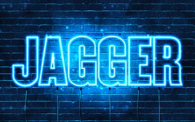 Jagger, 4k, wallpapers with names, horizontal text, Jagger name, blue neon lights, picture with Jagger name