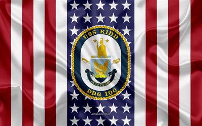 USS Kidd Tunnus, DDG-100, Amerikan Lippu, YHDYSVALTAIN Laivaston, USA, USS Kidd Rintanappi, YHDYSVALTAIN sotalaiva, Tunnus USS Kidd
