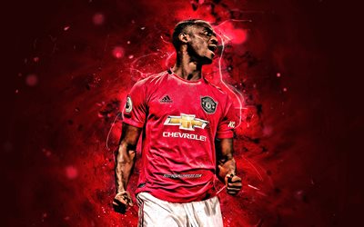 Eric Bailly, 2020, Manchester United FC, Ivorian footballers, Premier League, Eric Bertrand Bailly, neon lights, soccer, football, Man United