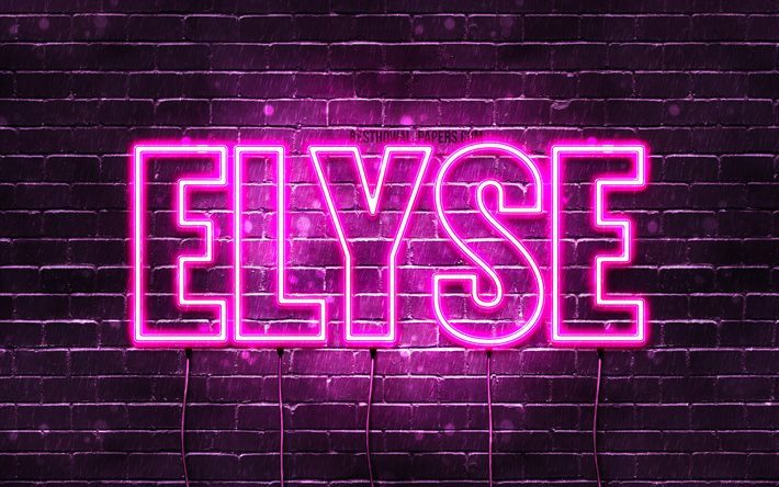 Elyse, 4k, tapeter med namn, kvinnliga namn, Elyse namn, lila neon lights, &#246;vergripande text, bild med Elyse namn