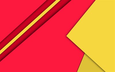 material-design, rot und gelb, geometrische formen, linien, lollipop, geometrie, creative, streifen, rote hintergr&#252;nde, abstrakte kunst