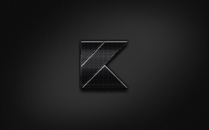 Download wallpapers Kotlin black logo programming language grid metal  background Kotlin artwork creative programming language signs Kotlin  logo for desktop free Pictures for desktop free