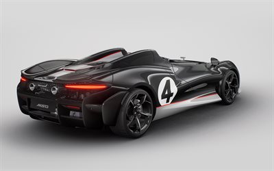 2021, McLaren Elva M1A Theme, MSO, 4k, rear view, black roadster, new black Elva, tuning Elva, British supercars, McLaren