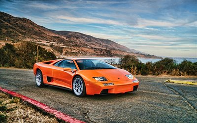 Lamborghini Diablo, supercars, 2001 cars, hypercars, Orange Lamborghini Diablo, 2001 Lamborghini Diablo, italian cars, Lamborghini