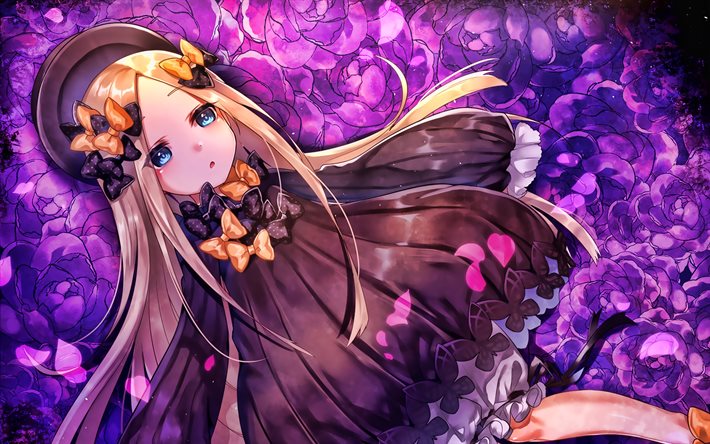 Abigail Williams, violet flowers, Fate Grand Order, Foreigner, Fate Series, protagonist, manga, TYPE-MOON