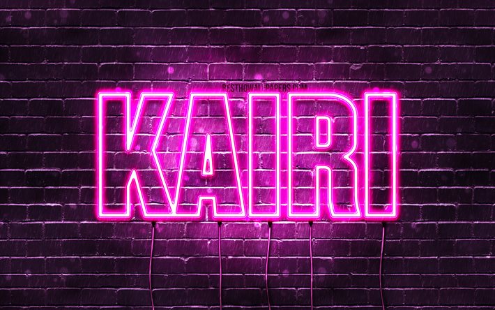 Kairi, 4k, wallpapers with names, female names, Kairi name, purple neon lights, horizontal text, picture with Kairi name