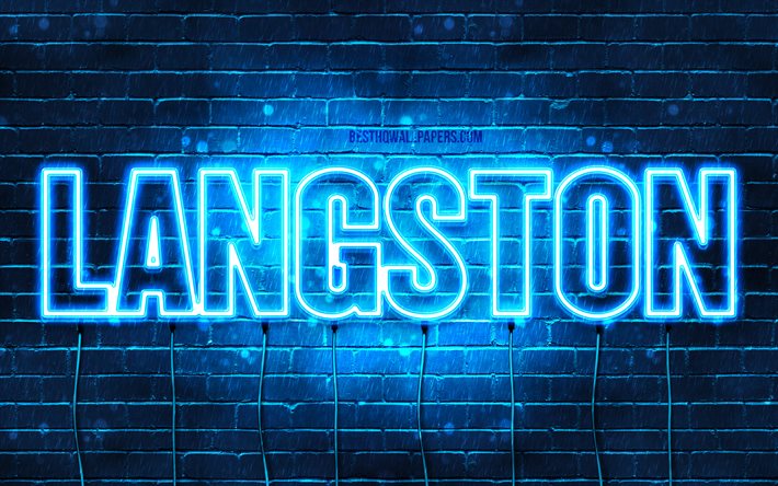 Langston, 4k, wallpapers with names, horizontal text, Langston name, blue neon lights, picture with Langston name