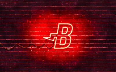 Burstcoin logo rosso, 4k, rosso, brickwall, Burstcoin logo, cryptocurrency, Burstcoin neon logo, cryptocurrency segni, Burstcoin