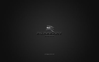 Burberry logo, metal emblem, apparel brand, black carbon texture, global apparel brands, Burberry, fashion concept, Burberry emblem