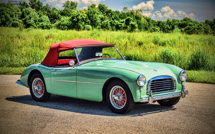 Tragar Doretti, retro cars, 1955 coches, HDR, verde cabriolet, 1955 Tragar Doretti