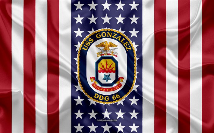 USS Gonzalez USS Gonzalez Amblemi, DDG-66, Amerikan Bayrağı, ABD Deniz Kuvvetleri, ABD, USS Gonzalez Rozet, ABD savaş gemisi, Amblemi