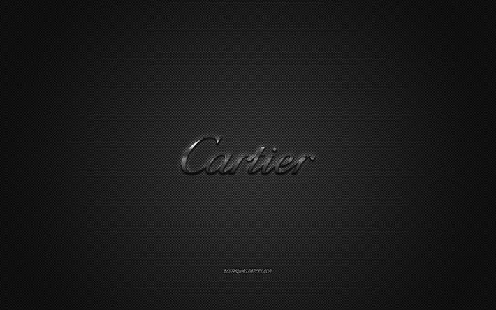 Cartier logo, embl&#232;me m&#233;tallique, marque de v&#234;tements, le noir de carbone, la texture, le mondial de marques de v&#234;tements, Cartier, concept mode, Cartier embl&#232;me