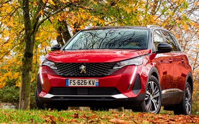 Peugeot 5008, 4k, crossovers, 2021 cars, autumn, french cars, 2021 Peugeot 5008, Peugeot