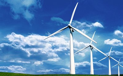 Parco eolico, fonti energetiche alternative, concetti di elettricit&#224;, energia verde