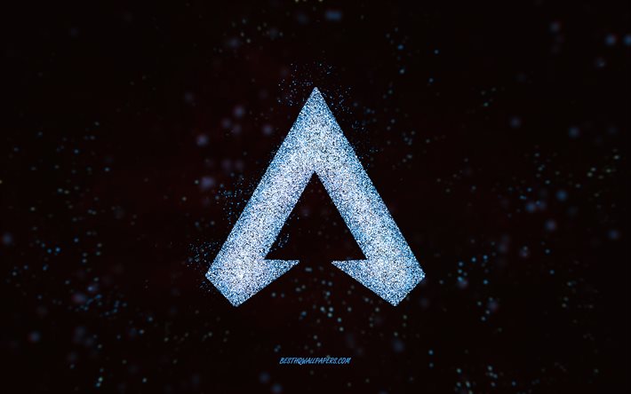 Apex Legends glitter logo, black background, Apex Legends logo, blue glitter art, Apex Legends, creative art, Apex Legends blue glitter logo