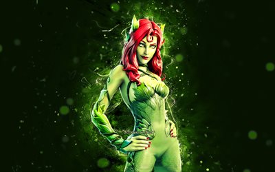 Poison Ivy, 4k, n&#233;ons verts, Fortnite Battle Royale, Personnages Fortnite, Poison Ivy Skin, Fortnite, Poison Ivy Fortnite