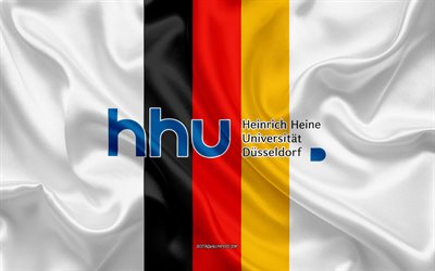 Heinrich Heine University Dusseldorf Emblem, German Flag, Heinrich Heine University Dusseldorf logo, Dusseldorf, Germany, Heinrich Heine University Dusseldorf