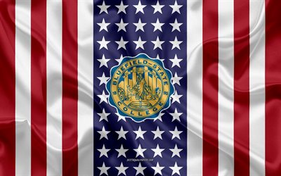 Embl&#232;me de Bluefield State College, drapeau am&#233;ricain, logo de Bluefield State College, Bluefield, Virginie-Occidentale, USA, Bluefield State College