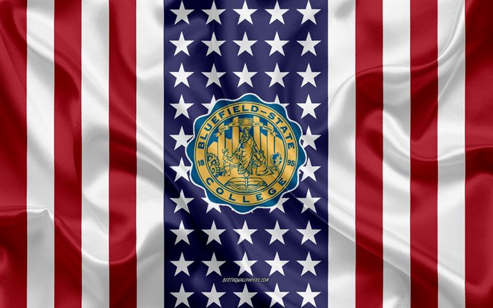 Bluefield State College Emblem, amerikansk flagga, Bluefield State College-logotyp, Bluefield, West Virginia, USA, Bluefield State College