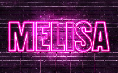 Melisa, 4k, pap&#233;is de parede com nomes, nomes femininos, nome de Melisa, luzes de n&#233;on roxas, Feliz Anivers&#225;rio Melisa, nomes femininos turcos populares, imagem com o nome de Melisa