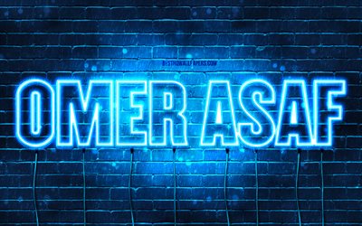 Omer Asaf, 4k, wallpapers with names, Omer Asaf name, blue neon lights, Happy Birthday Omer Asaf, popular turkish male names, picture with Omer Asaf name