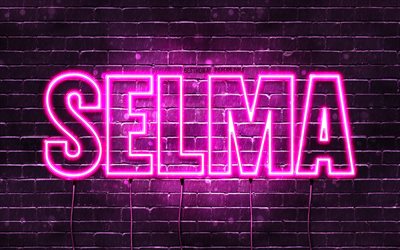Selma, 4k, sfondi con nomi, nomi femminili, nome Selma, luci al neon viola, Happy Birthday Selma, nomi femminili norvegesi popolari, foto con nome Selma