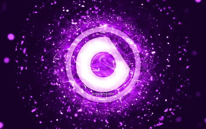 Nicky Romero logo violet, 4k, DJ n&#233;erlandais, n&#233;ons violets, cr&#233;atif, fond abstrait violet, Nick Rotteveel, logo Nicky Romero, stars de la musique, Nicky Romero