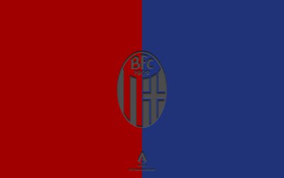 fc bologna, roter blauer hintergrund, italienische fu&#223;ballmannschaft, emblem des fc bologna, serie a, italien, fu&#223;ball, logo des fc bologna