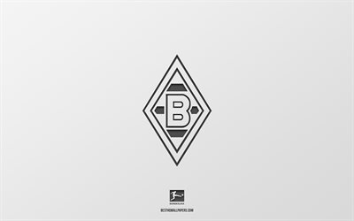 Borussia Monchengladbach, white background, German football team, Borussia Monchengladbach emblem, Bundesliga, Germany, football, Borussia Monchengladbach logo