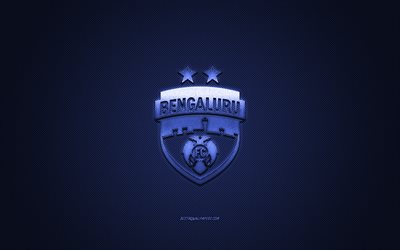 Bengaluru FC, Indian football club, blue logo, blue carbon fiber background, Indian Super League, football, Bangalore, India, Bengaluru FC logo