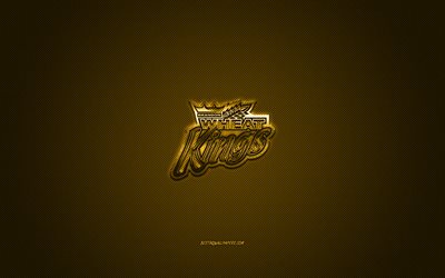 Brandon Wheat Kings, Canadian ice hockey team, WHL, yellow logo, yellow carbon fiber background, Western Hockey League, ice hockey, Manitoba, Canada, Brandon Wheat Kings logo