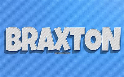 Braxton, fundo de linhas azuis, pap&#233;is de parede com nomes, nome de Braxton, nomes masculinos, cart&#227;o de felicita&#231;&#245;es de Braxton, arte de linha, imagem com o nome de Braxton
