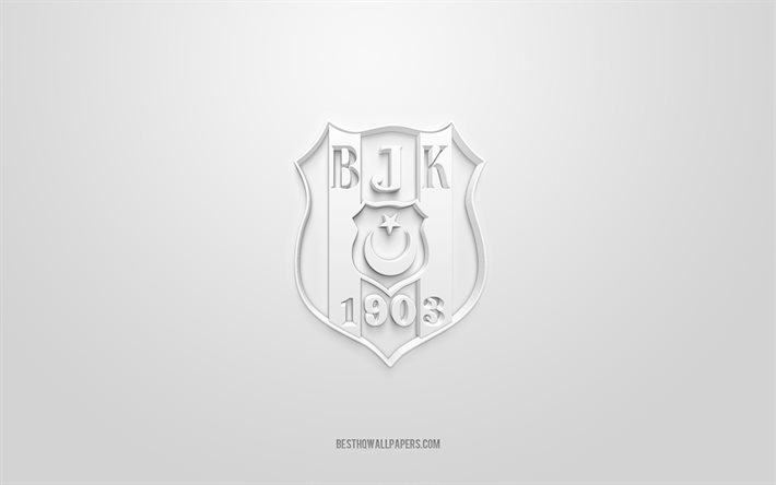 Basquete do Besiktas, logotipo 3D criativo, fundo branco, emblema 3D, time de basquete turco, Liga Turca, Istambul, Turquia, arte 3D, basquete, logotipo 3D do basquete do Besiktas