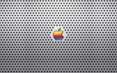 Apple, metal grid, logo, creative