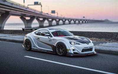 Toyota GT86, white sports coupe, exterior, tuning GT86, Japanese sports cars, Toyota