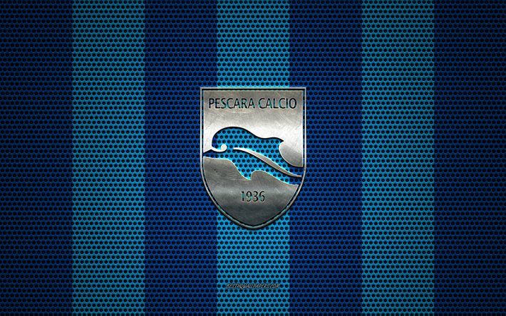 ダウンロード画像 Delfinoペスカーラ1936年のロゴ イタリアのサッカークラブ 金属エンブレム 青メタルメッシュの背景 Delfino ペスカーラ1936年 シリーズb ペスカーラ イタリア サッカー フリー のピクチャを無料デスクトップの壁紙