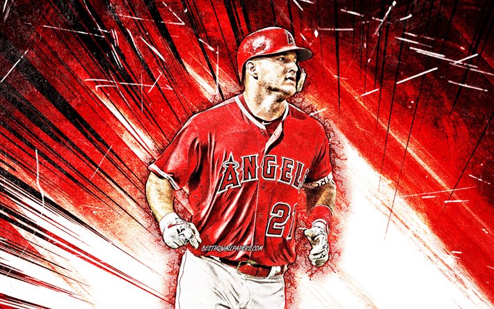 Download wallpapers 4k, Mike Trout, grunge art, MLB, Los Angeles Angels ...