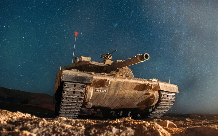Merkava, Yıldızlı G&#246;ky&#252;z&#252;, İsrail MBT, modern zırhlı ara&#231;lar, gece, Merkava-4, İsrail Ordusu, İsrail Savunma Kuvvetleri, İsrail tankları, İsrail ana muharebe tankı, tank atış anı