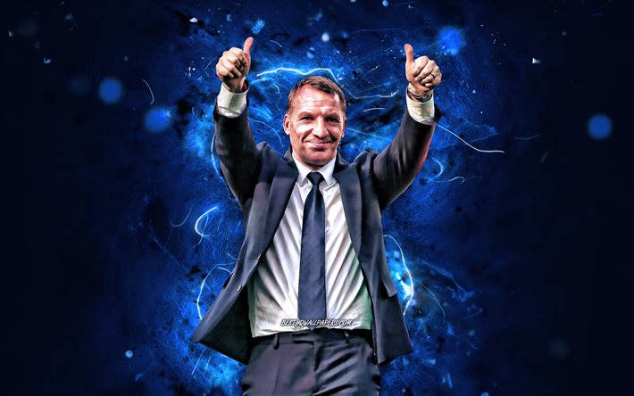 Brendan Rodgers, 2020, Leicester City FC, coach, soccer, Premier League, football managers, footaball, neon lights, Brendan Rodgers Leicester City