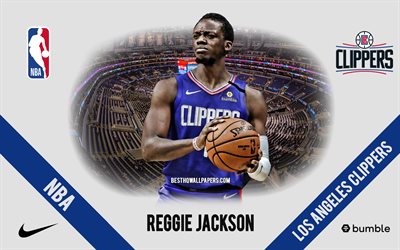 Reggie Jackson, Los Angeles Clippers, American Basketball Player, NBA, portrait, USA, basketball, Staples Center, Los Angeles Clippers logo