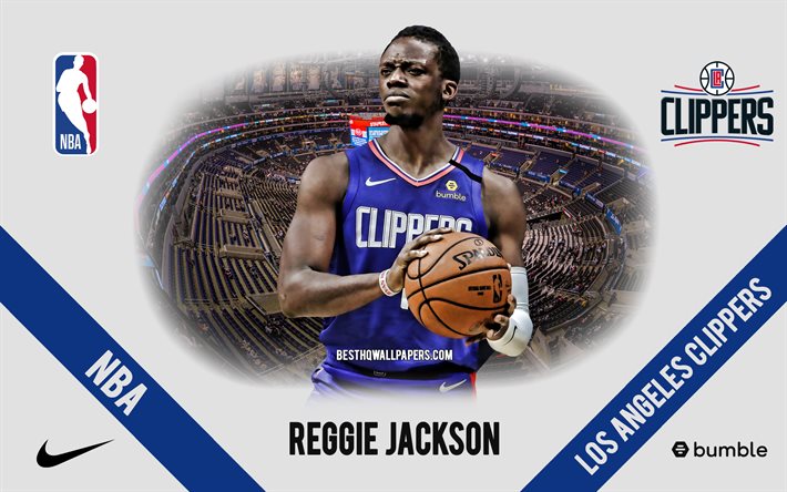 Reggie Jackson, Los Angeles Clippers, Amerikansk Basketspelare, NBA, portr&#228;tt, USA, basket, Staples Center, Los Angeles Clippers logotyp
