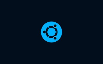 4k, Ubuntu logo blu, minimalismo, Ubuntu, logo, Linux, blu, sfondi