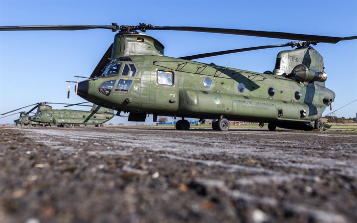 Boeing CH-47D Chinook, american heavy military transport helicopter, CH-47, military helicopters, Royal Netherlands Air Force