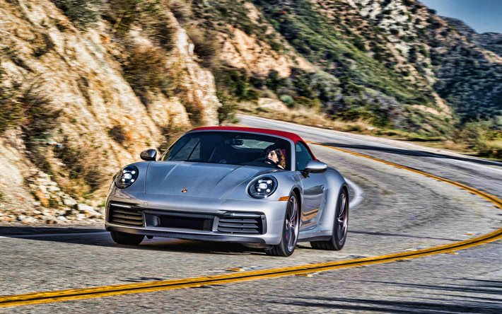 Porsche 911 Carrera S Cabriolet, 4k, tie, 2020-autot, superautot, 2020 Porsche 911 Carrera S Cabriolet, saksan autoja, Porsche