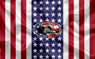 USS Scranton Emblema, SSN-756, Bandiera Americana, US Navy, USA, USS Scranton Distintivo, NOI da guerra, Emblema della USS Scranton